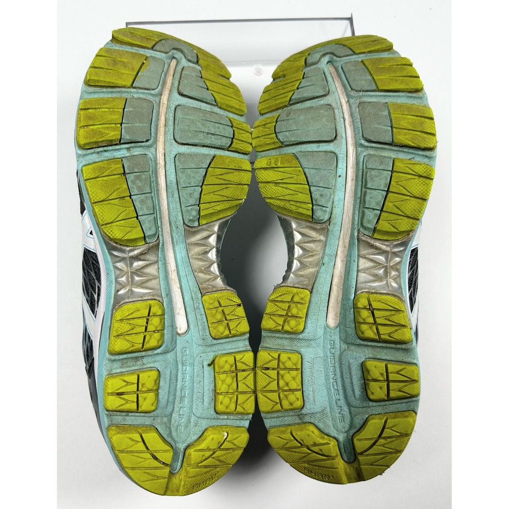 Asics Gel-Nimbus 18 Womens Running Shoes Gray Neon Green/Yellow Blue T650N Sz 9 - Picture 5 of 16
